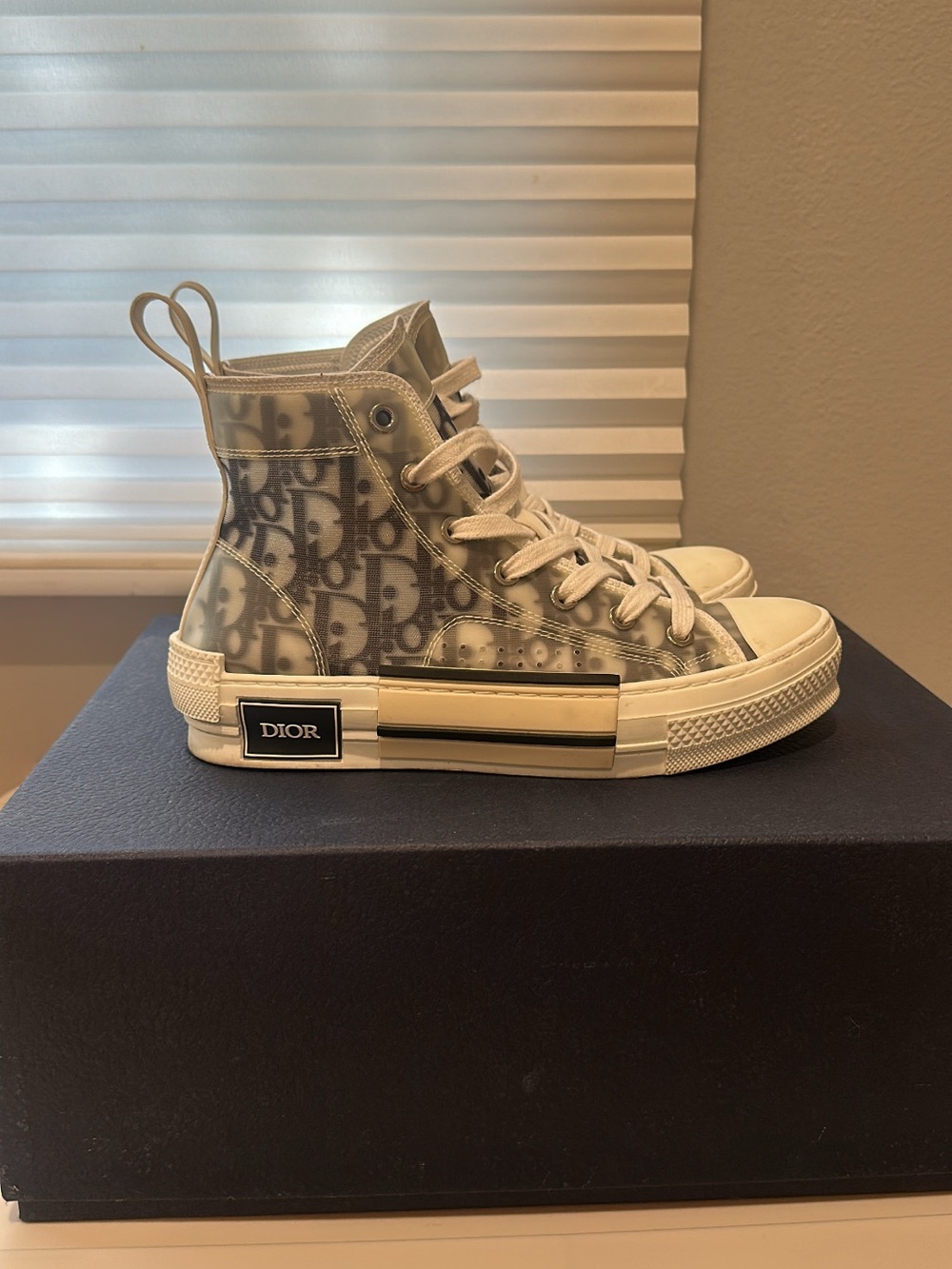 Dior Kids Gray Monogram High-Top Sneaker